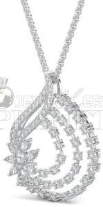 10K White Gold Serenity Leaf Diamond Pendant Set