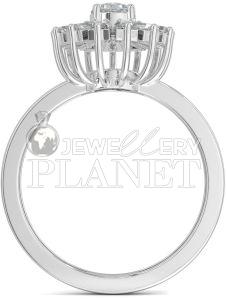 10K White Gold Starburst Halo Diamond Ring