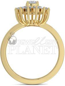 14K Gold Starburst Halo Diamond Ring