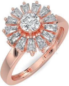 18K Rose Gold Starburst Halo Diamond Ring