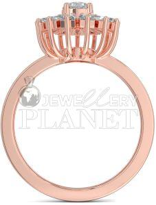 18K Rose Gold Starburst Halo Diamond Ring