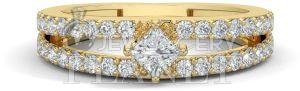 18K Gold Princess Cut Diamond Engagement Ring
