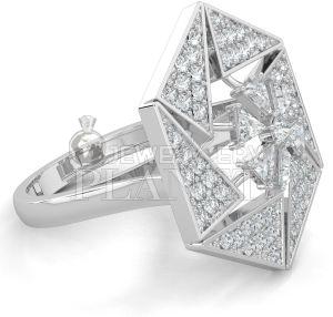 10K White Gold Quadrilateral Diamond Ring