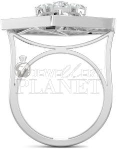 10K White Gold Quadrilateral Diamond Ring