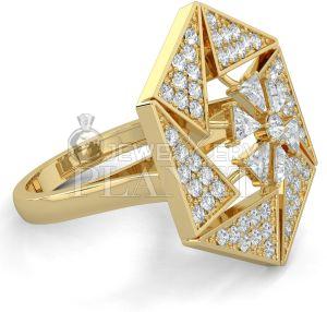 14K Gold Quadrilateral Diamond Ring