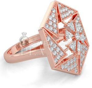 18K Rose Gold Quadrilateral Diamond Ring