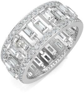 10K White Gold Geometric Baguette Diamond Ring