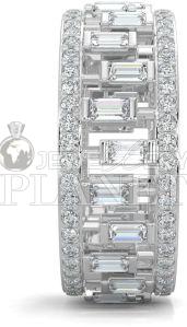 10K White Gold Geometric Baguette Diamond Ring