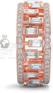 14K Rose Gold Geometric Baguette Diamond Ring