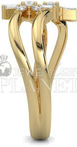 14K Gold Asymmetrical Baguette Diamond Ring