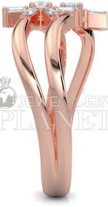 14K Rose Gold Asymmetrical Baguette Diamond Ring