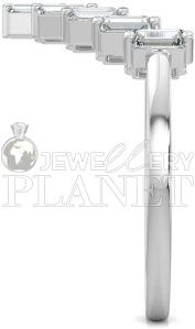 10K White Gold Chevron Baguette Diamond Ring