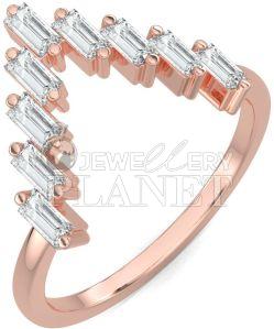 18K Rose Gold Chevron Baguette Diamond Ring
