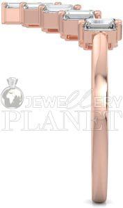 18K Rose Gold Chevron Baguette Diamond Ring