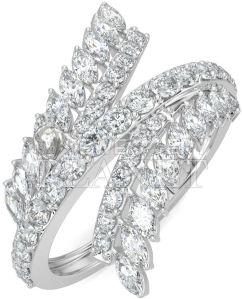 10K White Gold Fern Leaf Diamond Ring
