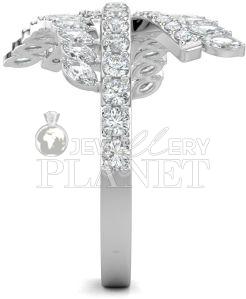 10K White Gold Fern Leaf Diamond Ring