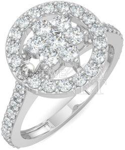 14K White Gold Flower Cluster Diamond Ring