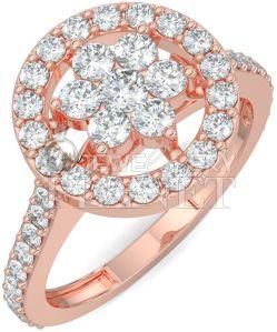 18K Rose Gold Flower Cluster Diamond Ring