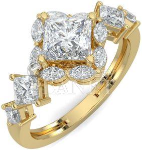 14K Gold Diamond Cluster Ring