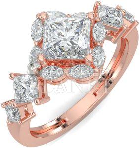 18K Rose Gold Diamond Cluster Ring