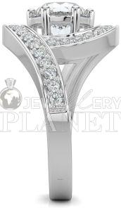 10K White Gold Diamond Twist Halo Engagement Ring