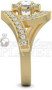 14K Gold Diamond Twist Halo Engagement Ring