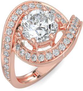14K Rose Gold Diamond Twist Halo Engagement Ring