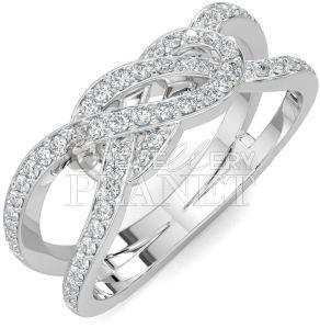 10K White Gold Diamond Entwined Love Knot Ring