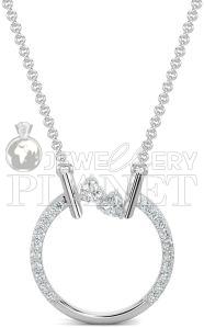 14K Gold Diamond Circle Pendant