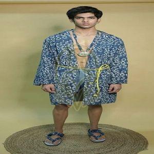 Mens Blue Cotton Co-Ord Set