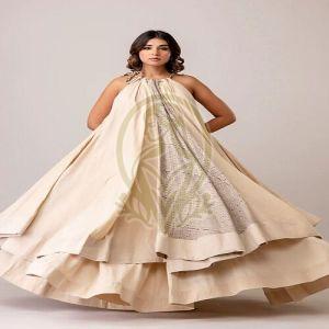 Halter Neck Flared Swirl Dress with Flared Skirt
