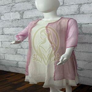 Ladies Pink White Cotton Crush Flared Western Dress