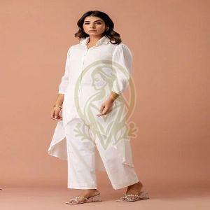 Ladies White Cotton Crush Western Co-Ord Set