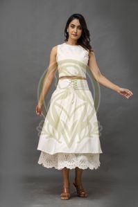D5 Pearl Bloom Layered Ensemble Flared Skirt & Crop Top
