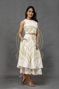 D5 Pearl Bloom Layered Ensemble Flared Skirt & Crop Top