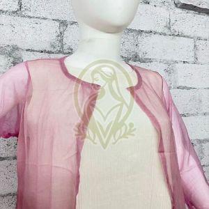 Ladies Pink White Cotton Crush Flared Western Dress