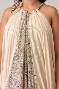 Halter Neck Flared Swirl Dress with Flared Skirt