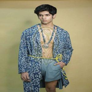 Mens Blue Cotton Co-Ord Set