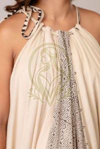 Halter Neck Flared Swirl Dress with Flared Skirt