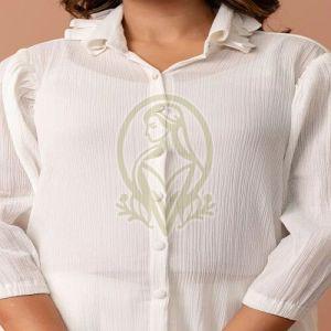 Ladies White Cotton Crush Western Co-Ord Set