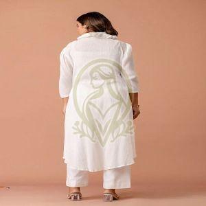 Ladies White Cotton Crush Western Co-Ord Set