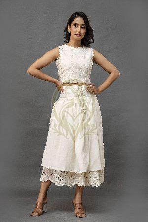 D5 Pearl Bloom Layered Ensemble Flared Skirt & Crop Top