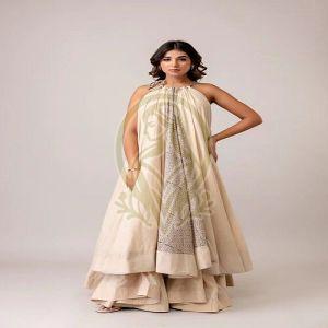 Halter Neck Flared Swirl Dress with Flared Skirt