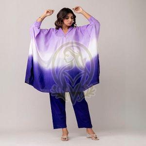 Ladies Purple Loose Fit Kaftan Style Top with Pant Set