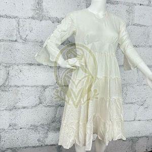 Ladies Silver White Bamber Moss Flared Western Dress