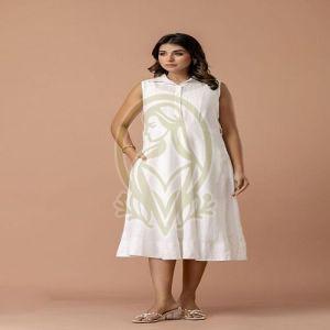 Ladies White Linen One Piece Dress