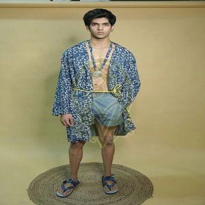 Mens Blue Cotton Co-Ord Set