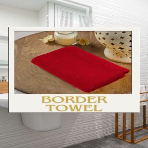 Crimson Red Border Bath Towel