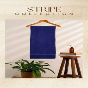 Deep Blue Bordered Bath Towel