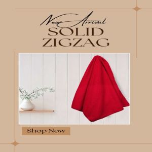 New Arrival Solid Red Zigzag Towel
